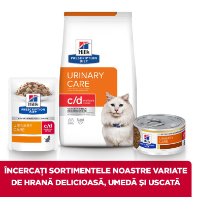 Hill’s Prescription Diet Feline c/d Multicare Stress cu pește oceanic – hrană uscată dietetică pentru pisici cu probleme urinare asociate stresului, 400 g